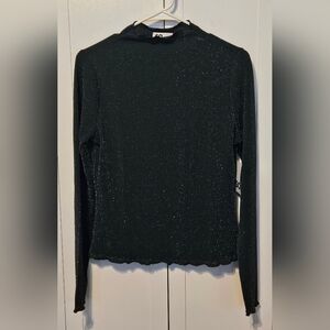 SO Black Glitter Cowl Neck Sweater with Ribbed Knit Size Large